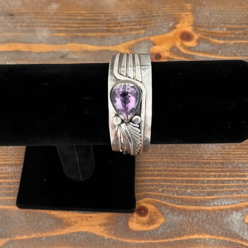 Silver Bracelet with Purple Gemstone